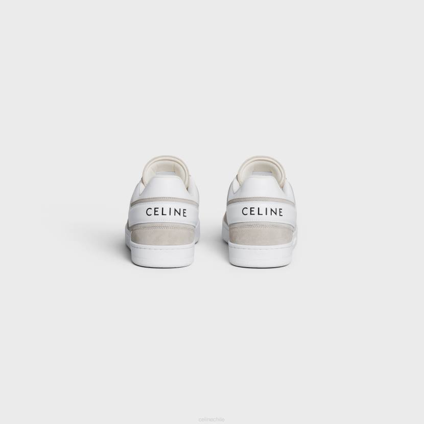 calzado CELINE Zapatilla deportiva baja con cordones de piel de becerro ante y piel de becerro beige claro/blanco óptico hombres NL482042