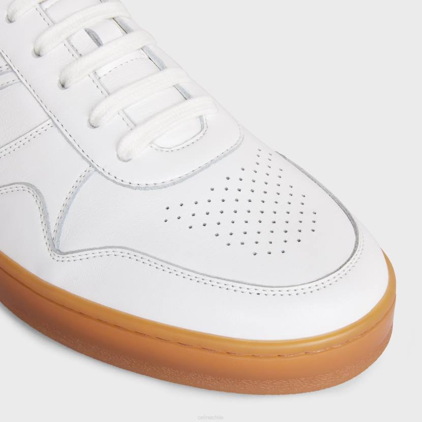 calzado CELINE Zapatilla deportiva baja con cordones de piel de becerro blanco óptico/beige hombres NL482043