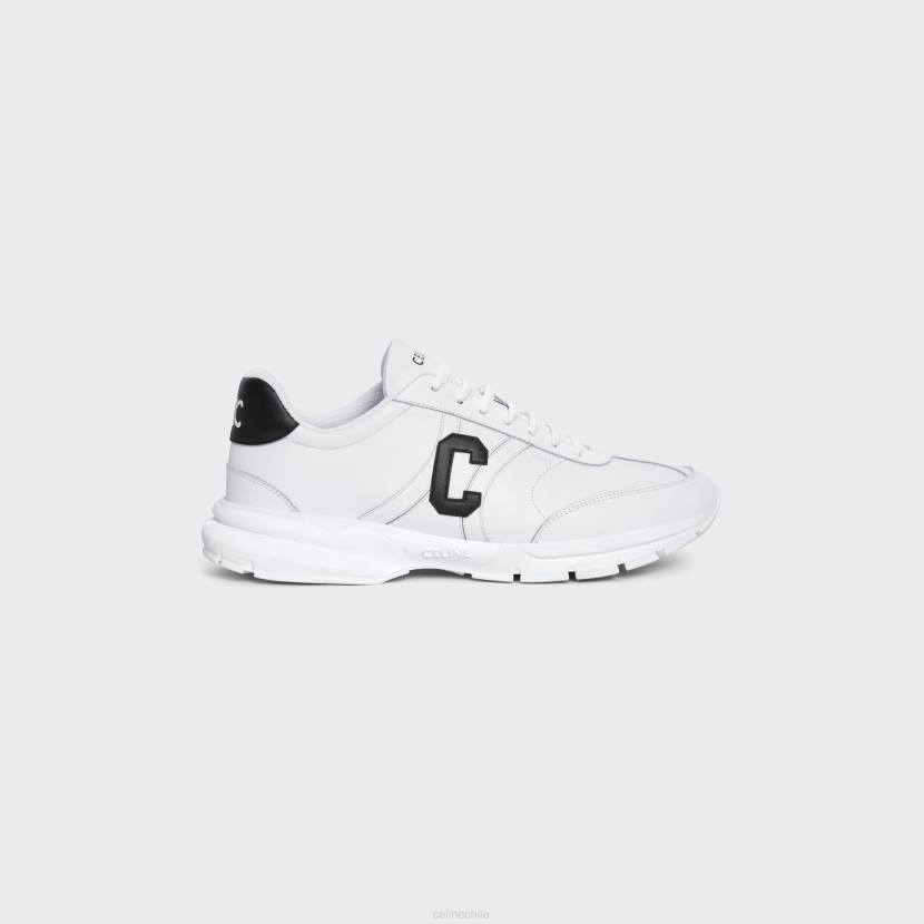 calzado CELINE Zapatilla deportiva baja con cordones runner cr-02 de piel de becerro blanco óptico/negro hombres NL482029