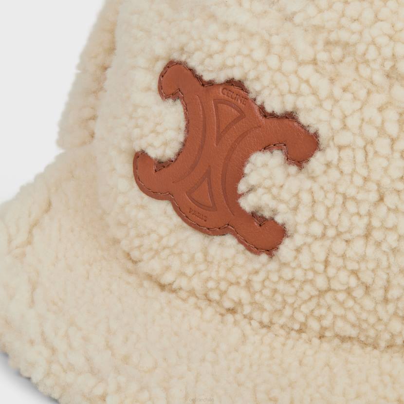 accesorios CELINE Triomphe Shapka de piel de oveja camello/beige mujer NL481192