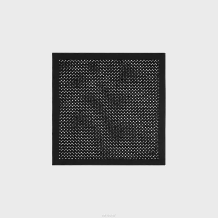 accesorios CELINE bandana de raso de seda triomphe negro/blanco roto hombres NL482191