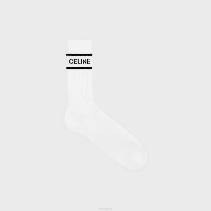 accesorios CELINE calcetines de algodón a rayas blanco negro hombres NL482197