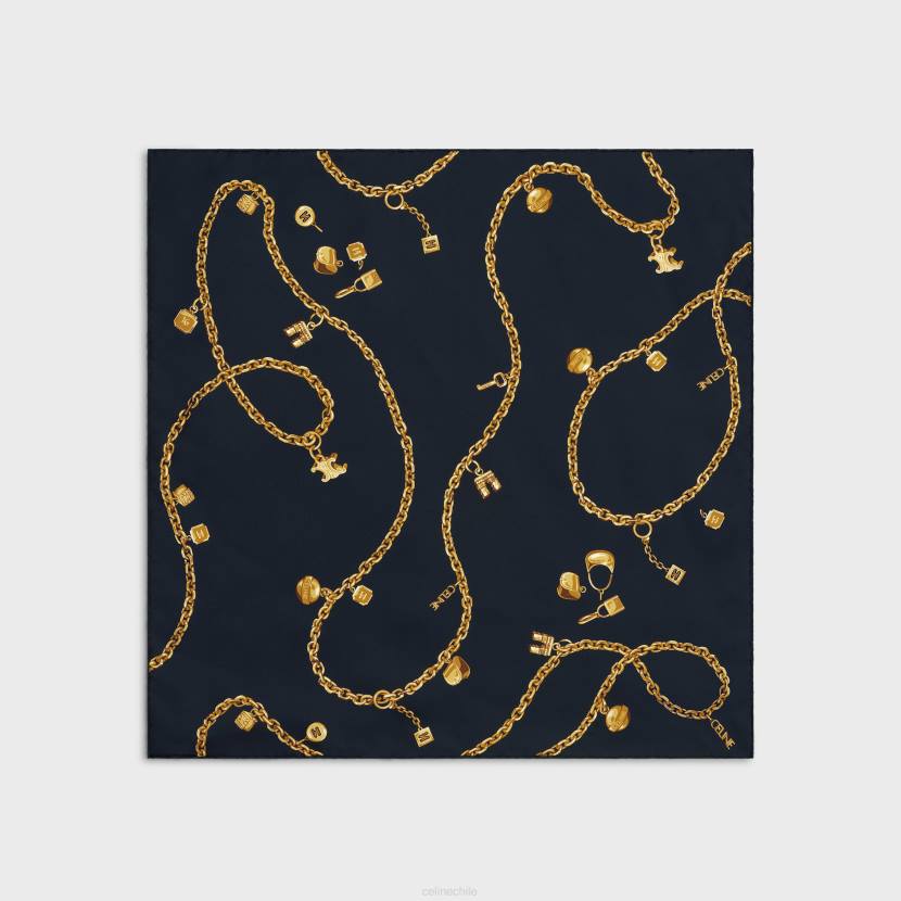 accesorios CELINE cuadrado con borlas de cadena en sarga de seda Armada mujer NL481205