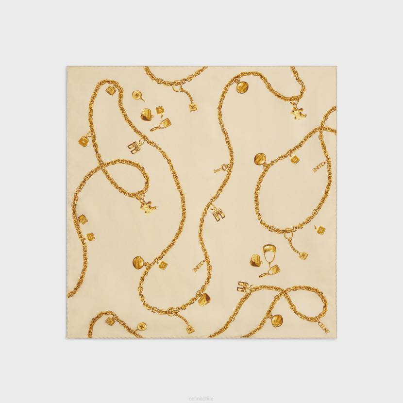 accesorios CELINE cuadrado con borlas de cadena en sarga de seda beige mujer NL481207