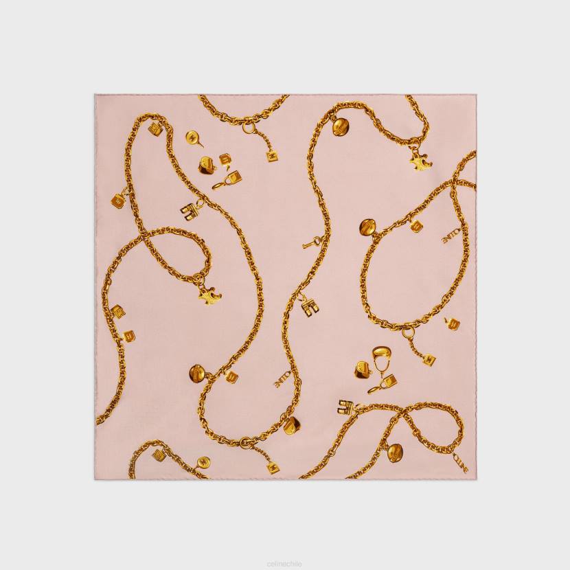 accesorios CELINE cuadrado con borlas de cadena en sarga de seda rosa vieja mujer NL481206
