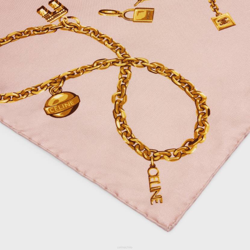 accesorios CELINE cuadrado con borlas de cadena en sarga de seda rosa vieja mujer NL481206