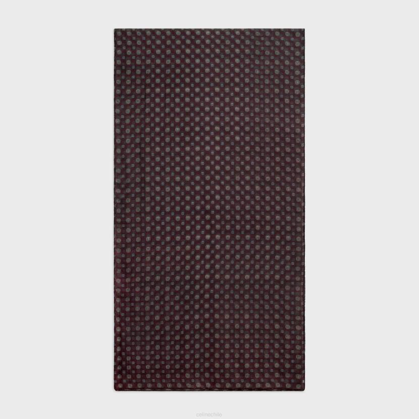 accesorios CELINE estola de muselina de cachemir con estampado biscotto Burdeos mujer NL481199