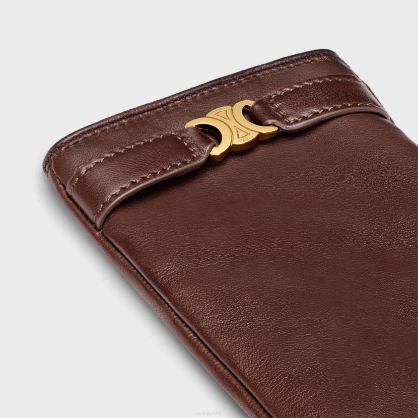 accesorios CELINE guantes triomphe de piel de cordero plonge marrón mujer NL481187