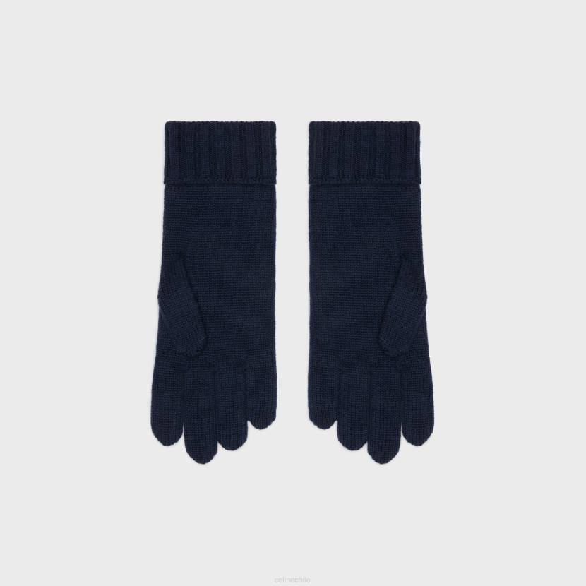 accesorios CELINE guantes triomphe de punto trenzado en cachemira Armada mujer NL481181
