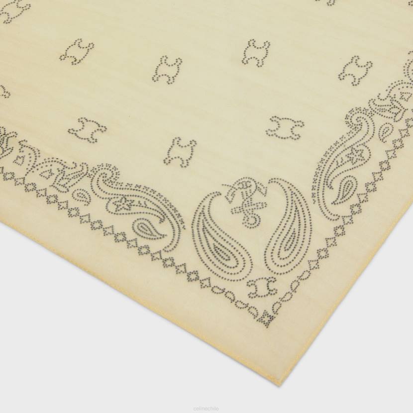 accesorios CELINE pañuelo de algodón y seda paille/grafito mujer NL481215