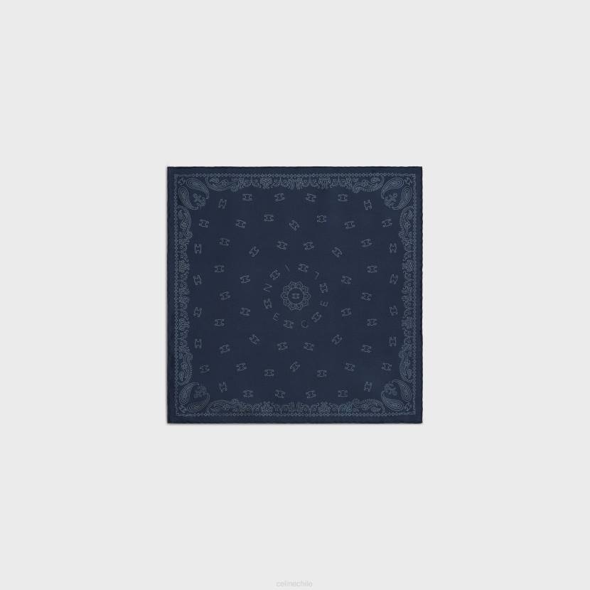 accesorios CELINE pañuelo en sarga de seda marino/crema mujer NL481211