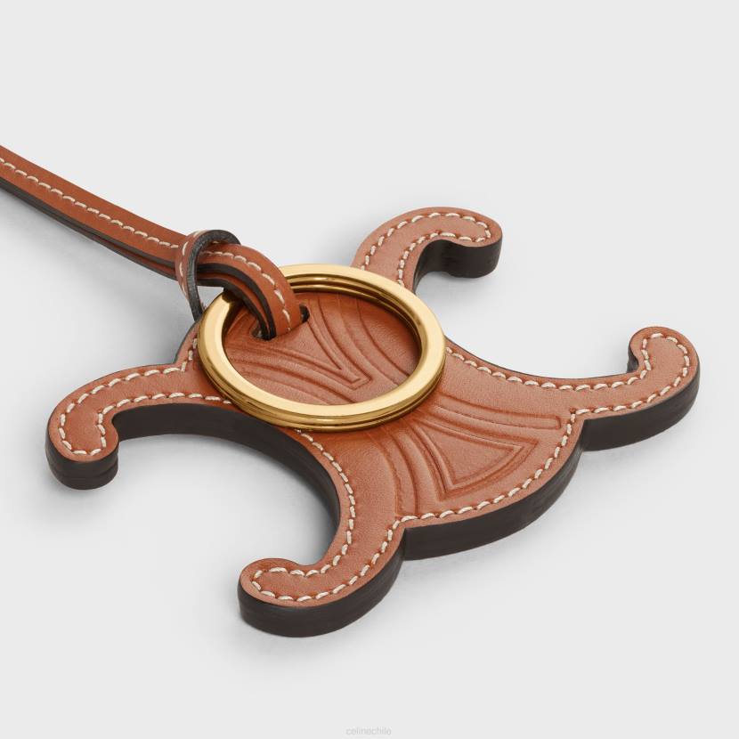 accesorios CELINE Charm para llavero Triomphe de piel de becerro lisa con acabado dorado broncearse mujer NL48526