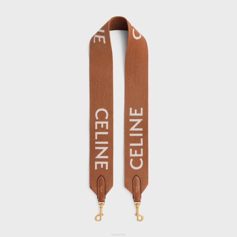 accesorios CELINE asa larga de lana con jacquard con acabado dorado bronceado/blanco mujer NL48516