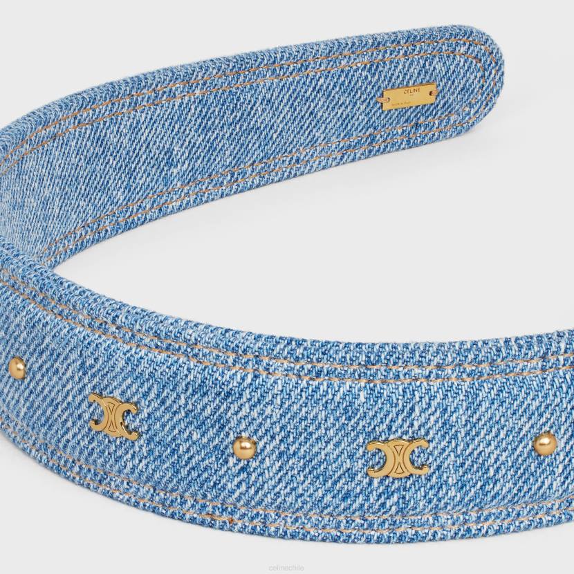 accesorios CELINE Diadema Triomphe de algodón y latón con acabado dorado. azul/oro mujer NL481250