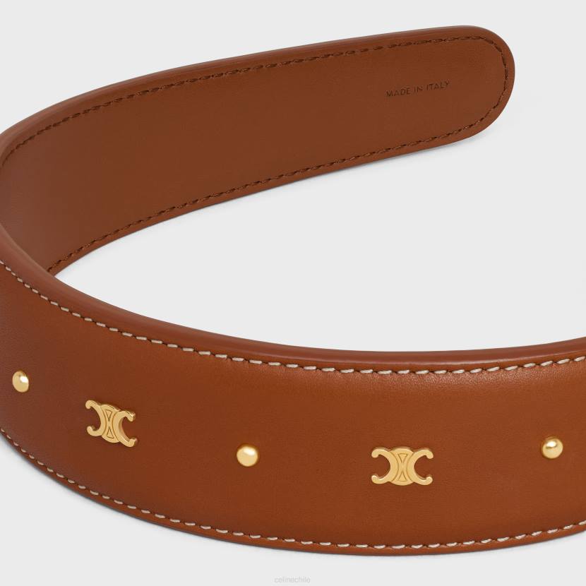 accesorios CELINE Diadema Triomphe de piel de ternera y latón con acabado dorado. bronceado/oro mujer NL481246