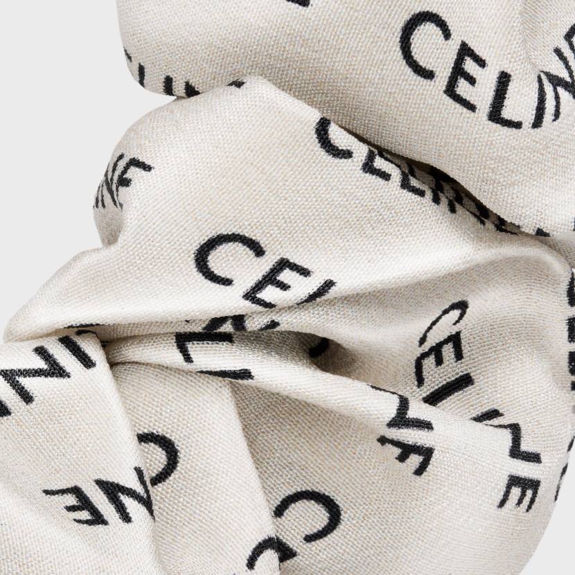 accesorios CELINE scrunchy rayure en latón seda con acabado oro y blanco mujer NL481236