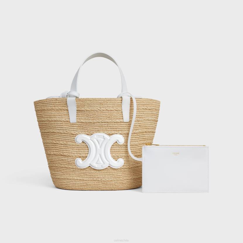 accesorios CELINE Alforja clásica flexible para adolescentes de rafia y piel de becerro blanco de blanco mujer NL4827