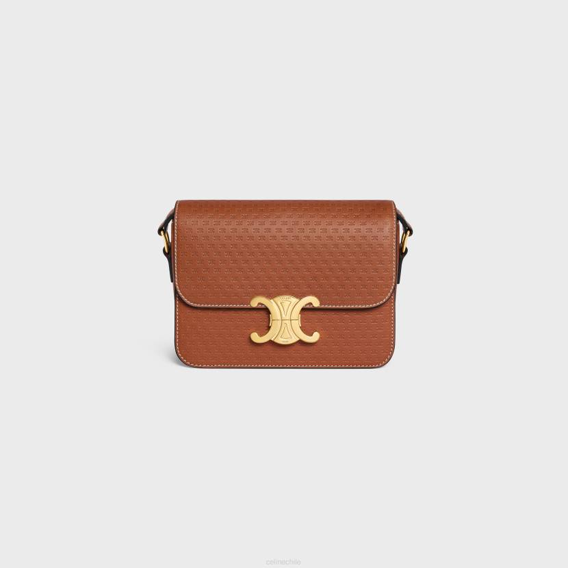 accesorios CELINE Bolso Teen Triomphe de piel de becerro natural con motivo Triomphe por toda la superficie broncearse mujer NL4845