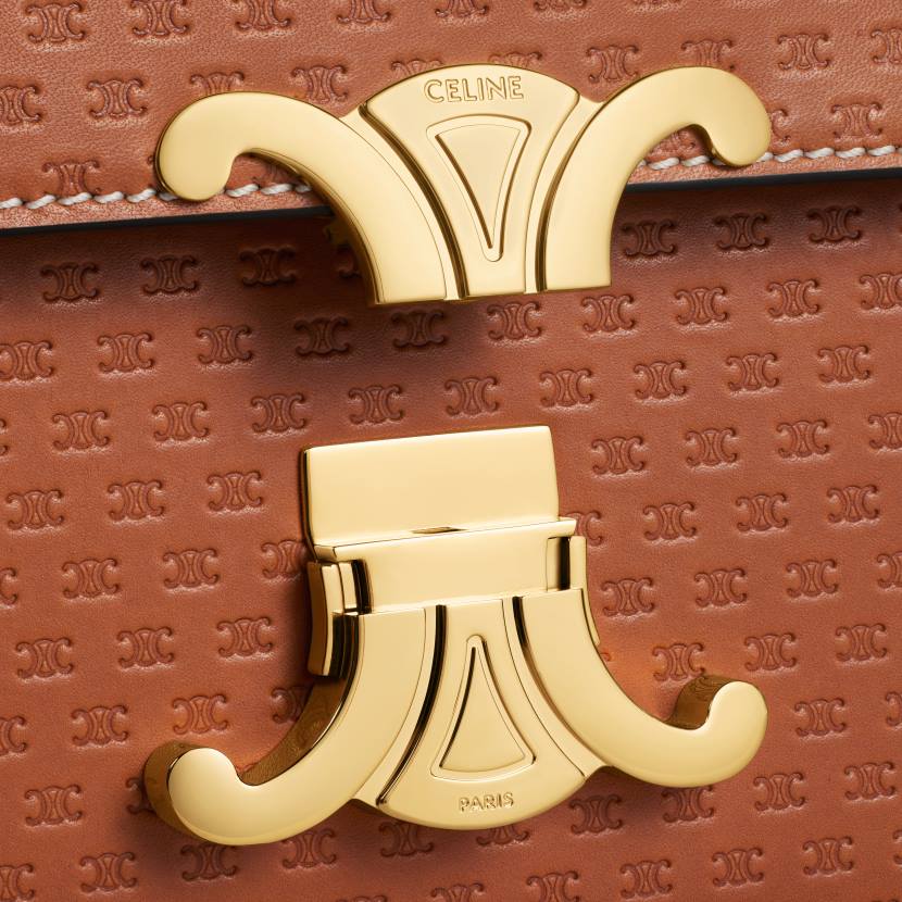accesorios CELINE Bolso Teen Triomphe de piel de becerro natural con motivo Triomphe por toda la superficie broncearse mujer NL4845
