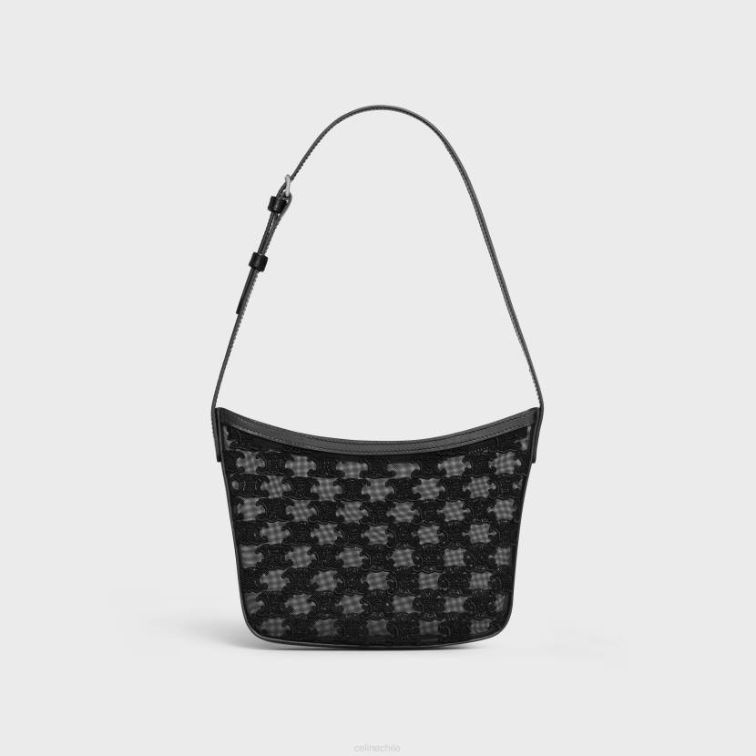 accesorios CELINE Bolso mediano de croque en tejido de tul con bordados de triunfo negro mujer NL4840