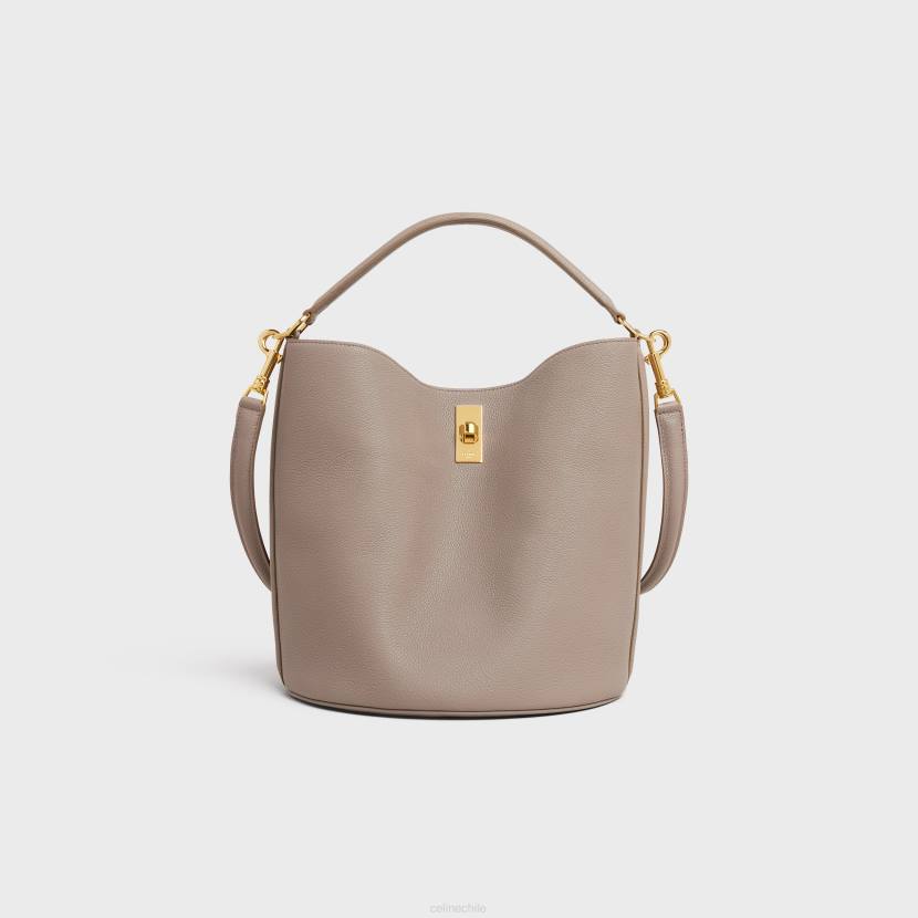 accesorios CELINE Bolso tipo cubo 16 de piel de becerro granulada flexible Guijarro mujer NL4868