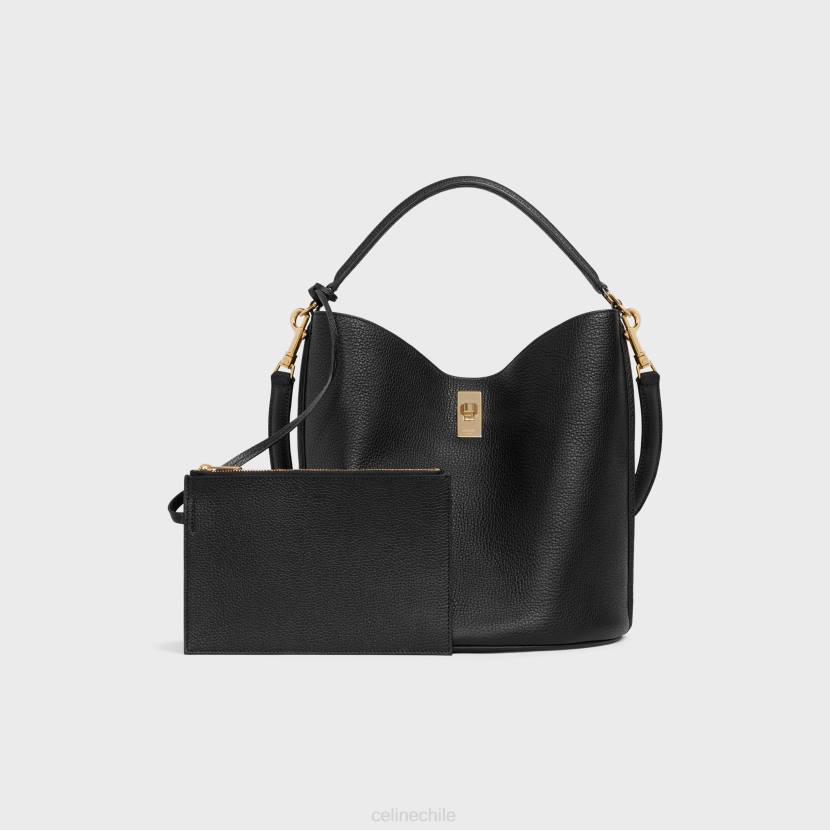 accesorios CELINE Bolso tipo cubo 16 de piel de becerro granulada flexible negro mujer NL48145