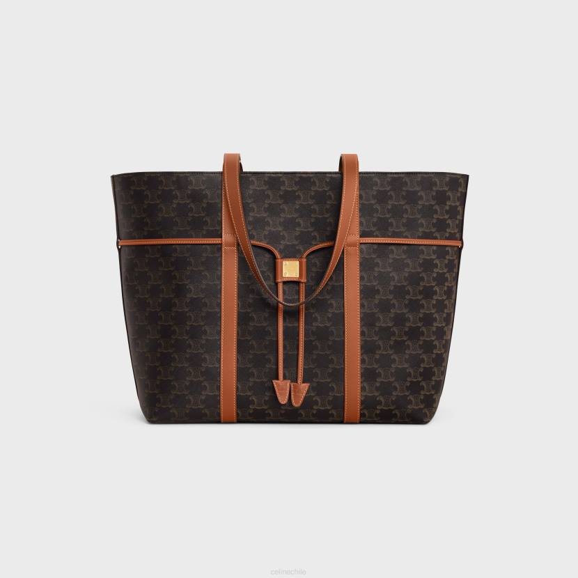 accesorios CELINE Cordón Cabas de lona Triomphe y piel de becerro. broncearse mujer NL48235