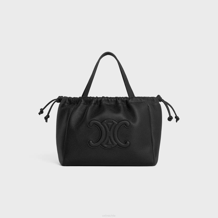 accesorios CELINE Cuir Triomphe con cordón de ajuste pequeño de piel de becerro granulada negro mujer NL4880