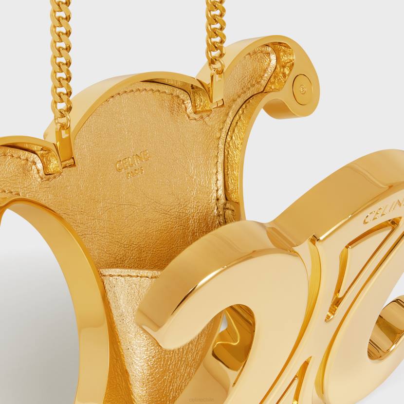 accesorios CELINE Minaudiere de metal Triomphe en aluminio. oro mujer NL48286
