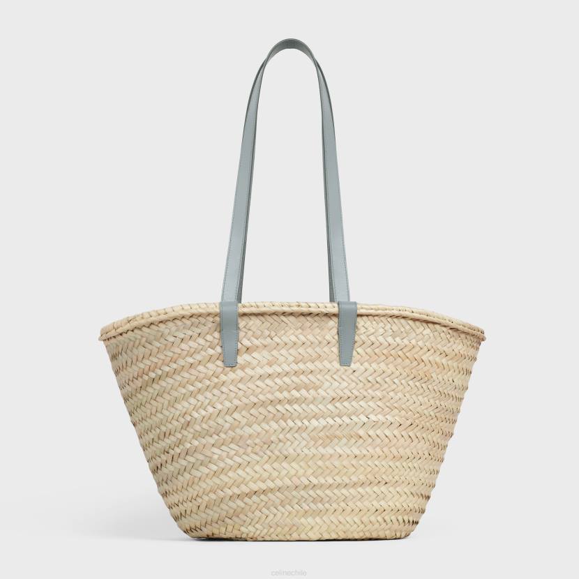 accesorios CELINE Panier clásico mediano de hojas de palma y piel de becerro azul perla mujer NL48260