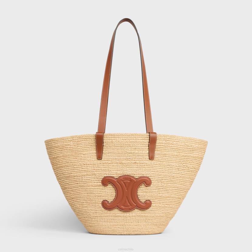 accesorios CELINE Panier clásico mediano flexible de rafia y piel de becerro broncearse mujer NL4824