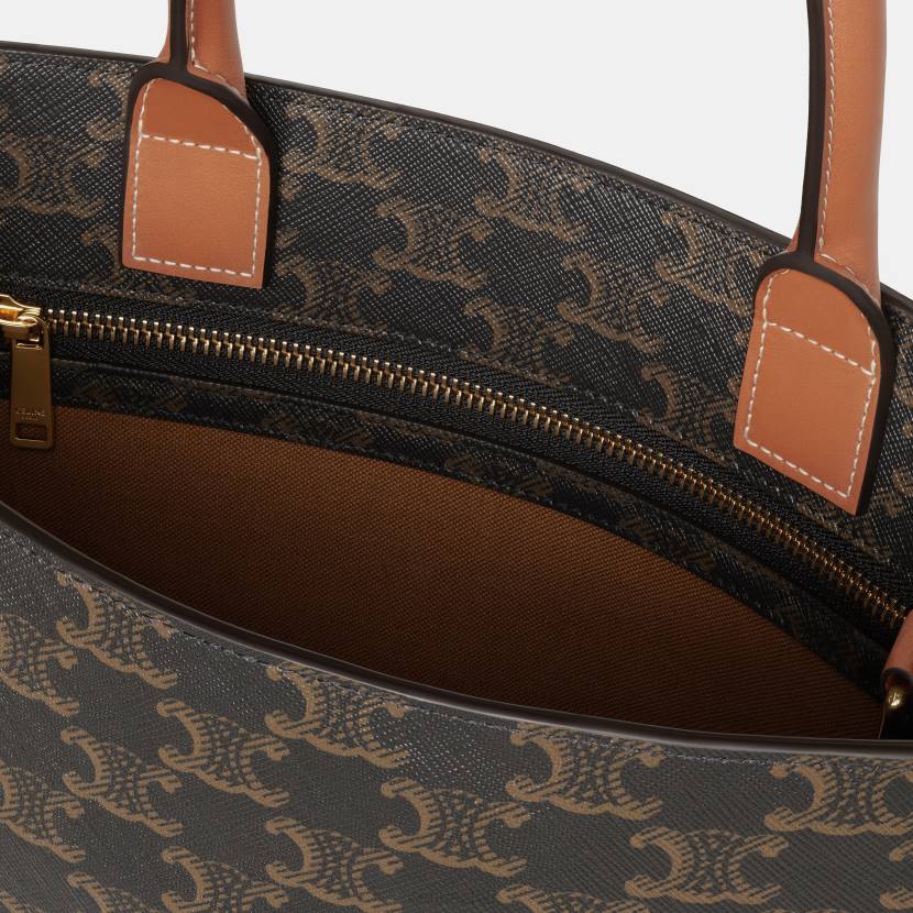 accesorios CELINE Pequeñas cabas verticales de lona Triomphe y piel de becerro. broncearse mujer NL48237