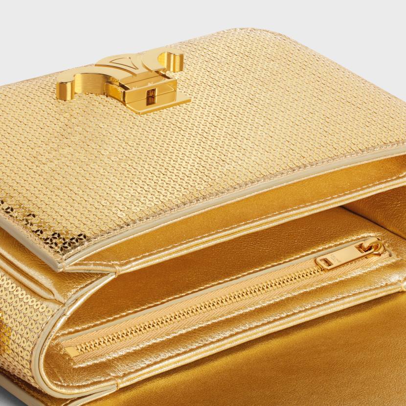 accesorios CELINE bolso Teen Triomphe de lentejuelas y piel de becerro oro mujer NL48103