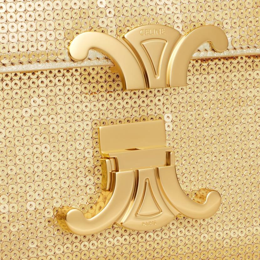 accesorios CELINE bolso Teen Triomphe de lentejuelas y piel de becerro oro mujer NL48103