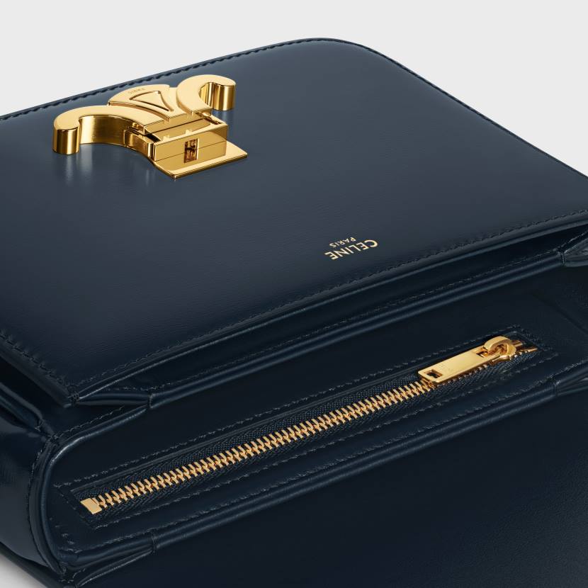 accesorios CELINE bolso Teen Triomphe de piel de becerro brillante Azul marino mujer NL4846