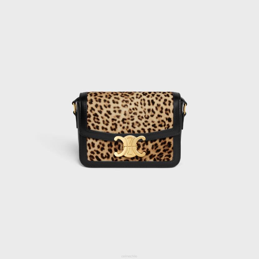 accesorios CELINE bolso Teen Triomphe de terciopelo con estampado leopardo mujer NL48104