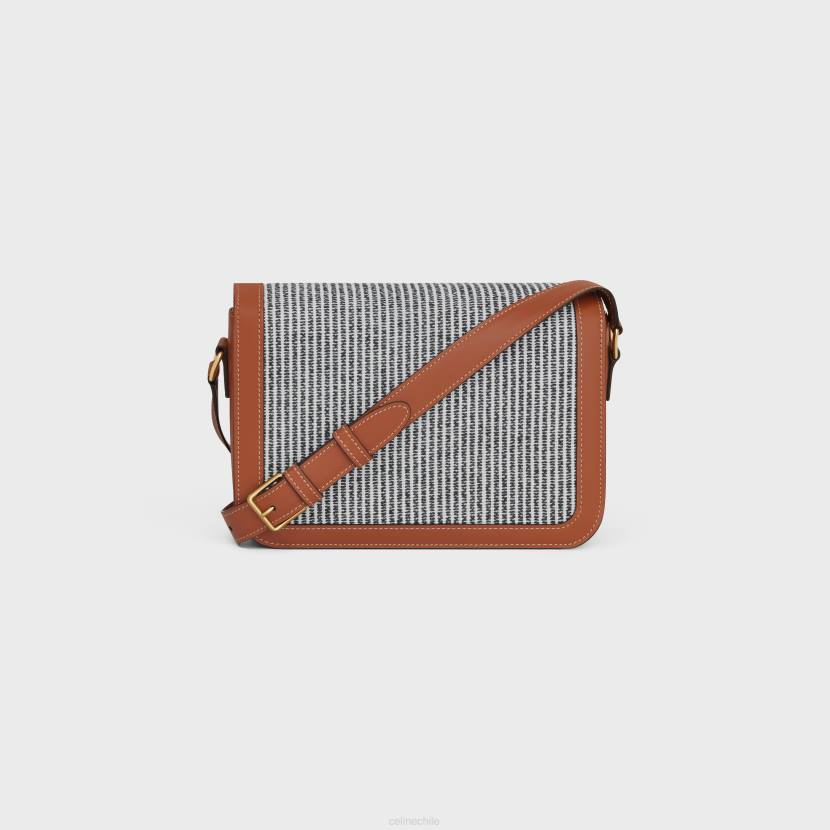 accesorios CELINE bolso classique triomphe de tejido a rayas y piel de becerro antracita mujer NL4898