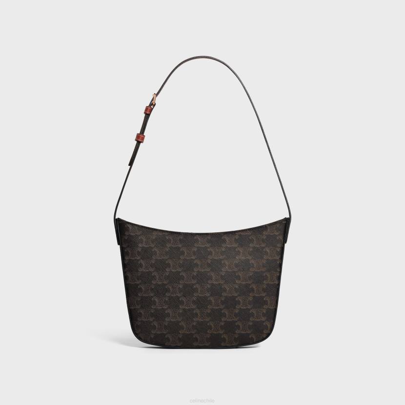 accesorios CELINE bolso croque mediano de lona triomphe y piel de becerro broncearse mujer NL48229