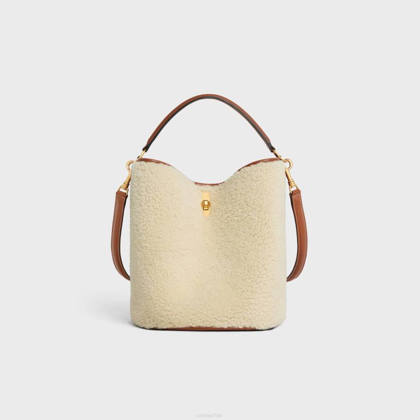 accesorios CELINE bolso cubo 16 de piel de oveja Bronceado natural mujer NL48147