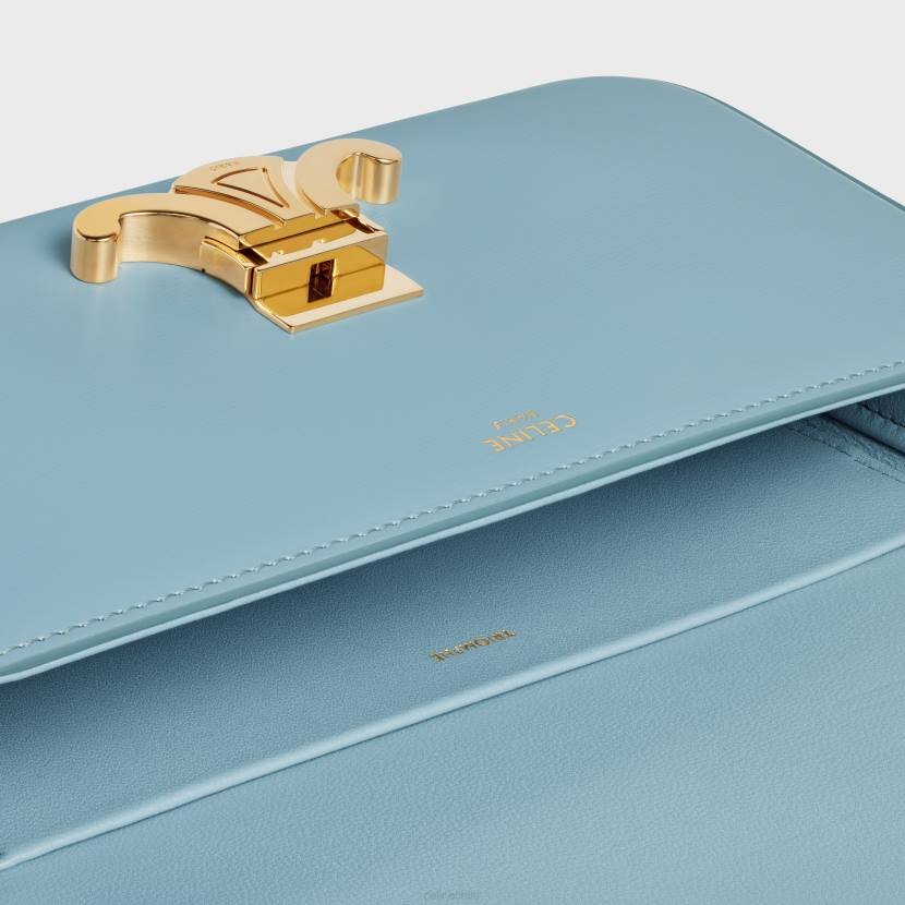 accesorios CELINE bolso de hombro claude de piel de becerro brillante azul california mujer NL48191