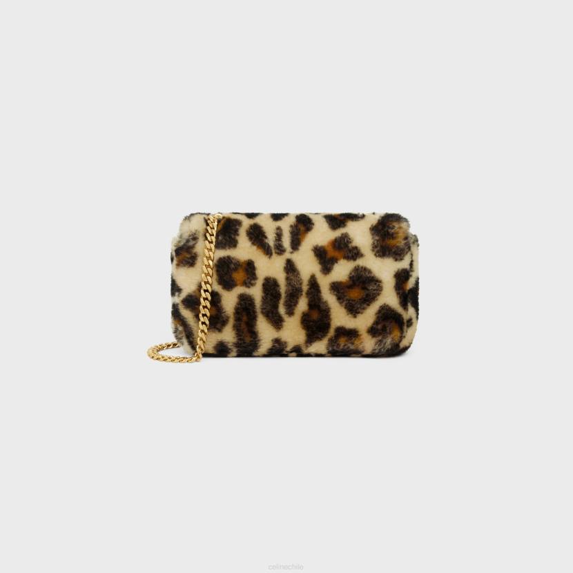 accesorios CELINE bolso de hombro con cadena claude de borrego con estampado leopardo mujer NL4853
