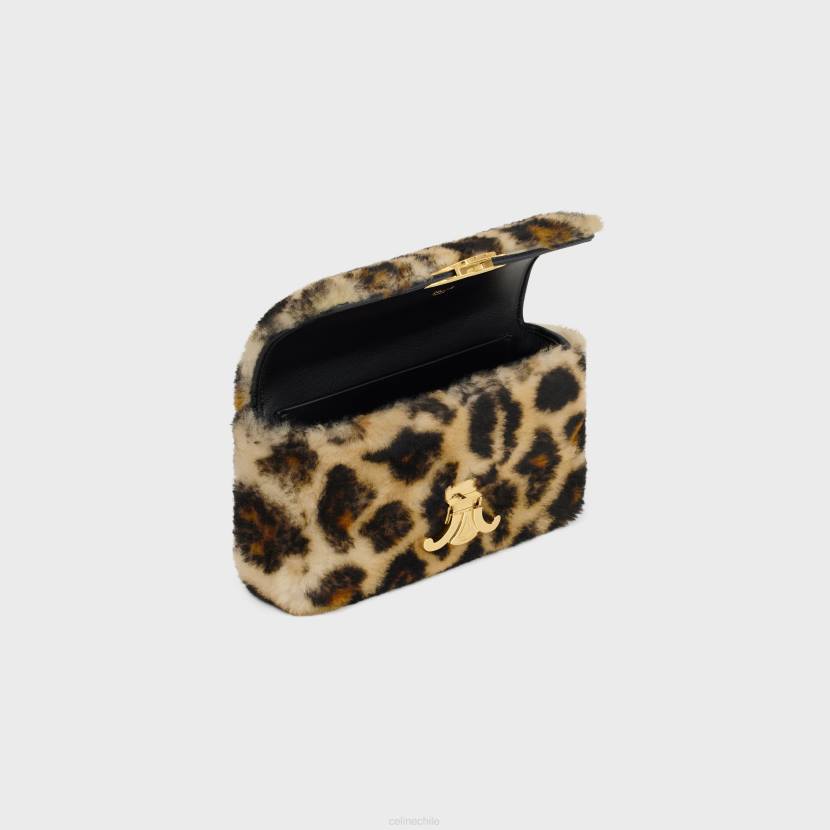 accesorios CELINE bolso de hombro con cadena claude de borrego con estampado leopardo mujer NL4853