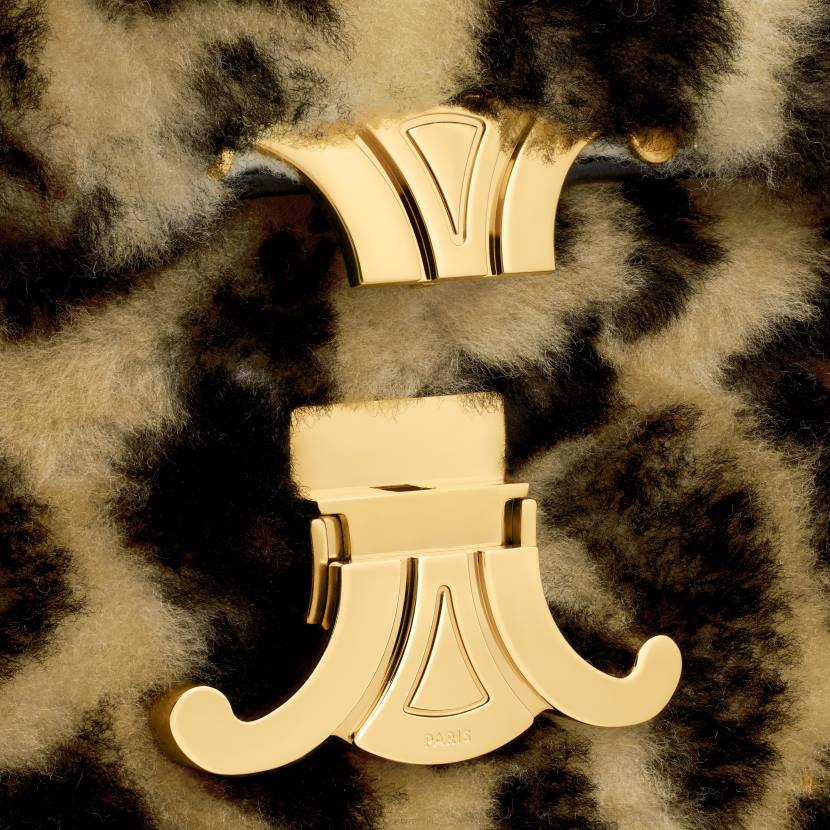 accesorios CELINE bolso de hombro con cadena claude de borrego con estampado leopardo mujer NL4853