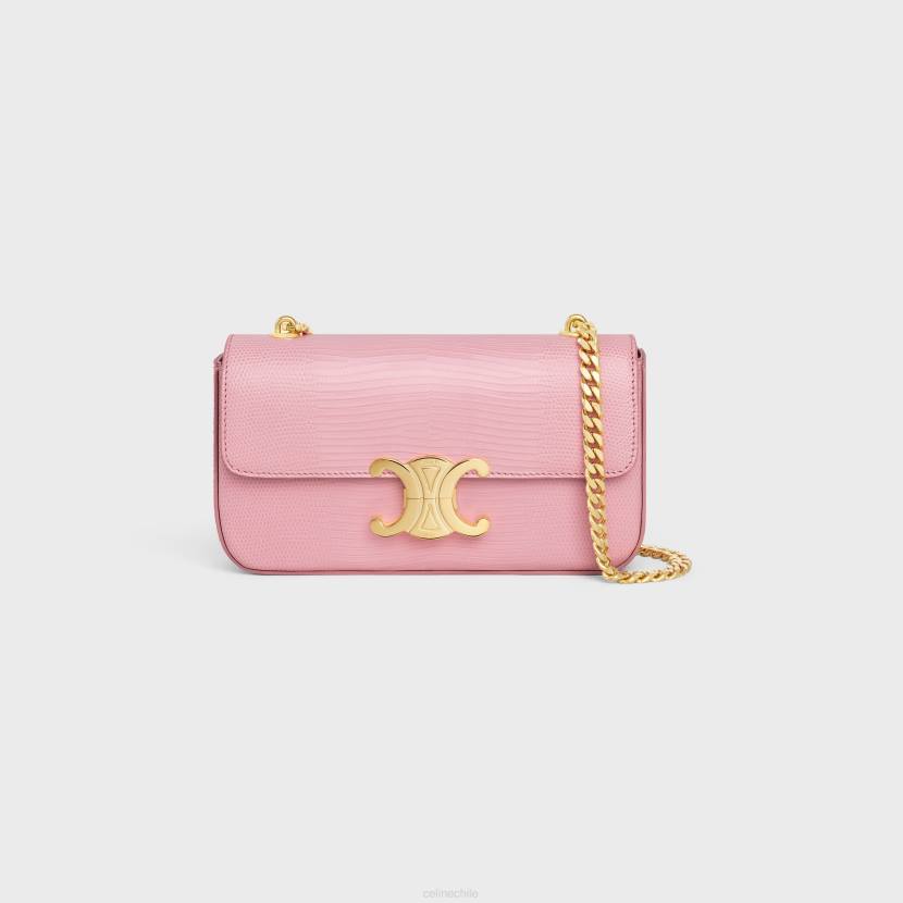 accesorios CELINE bolso de hombro con cadena claude en lagarto rosa mujer NL4850
