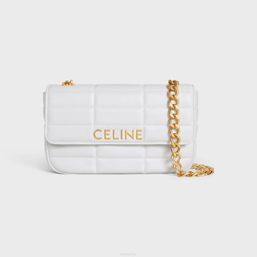 accesorios CELINE bolso de hombro con cadena matelasse monocromático de piel de becerro acolchada blanco ártico mujer NL48282