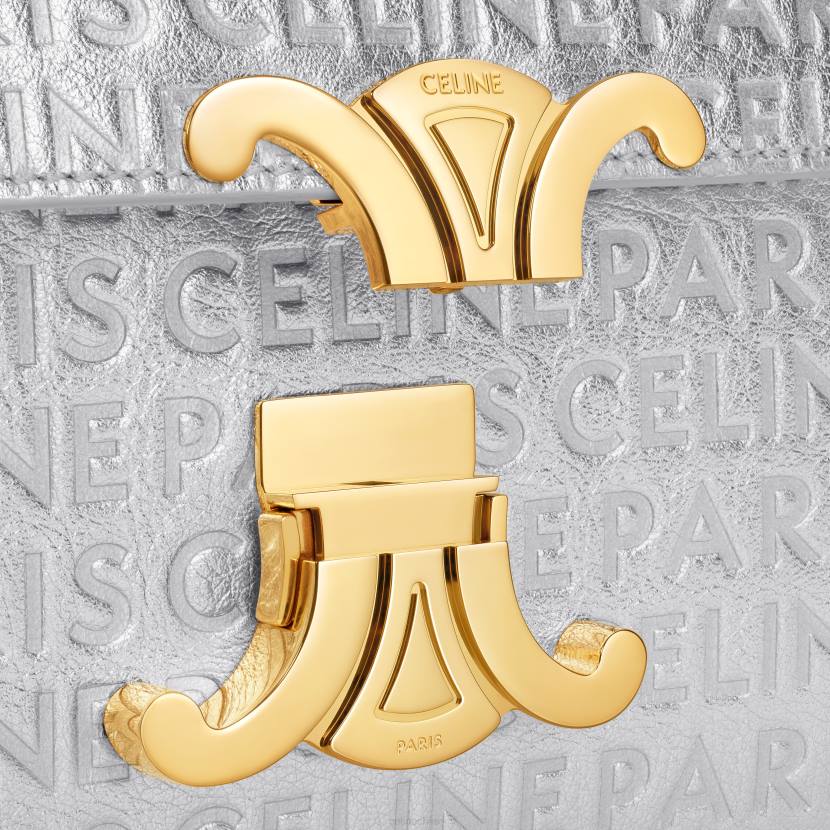 accesorios CELINE bolso lola mediano de piel de becerro laminada con detalle plata mujer NL4818