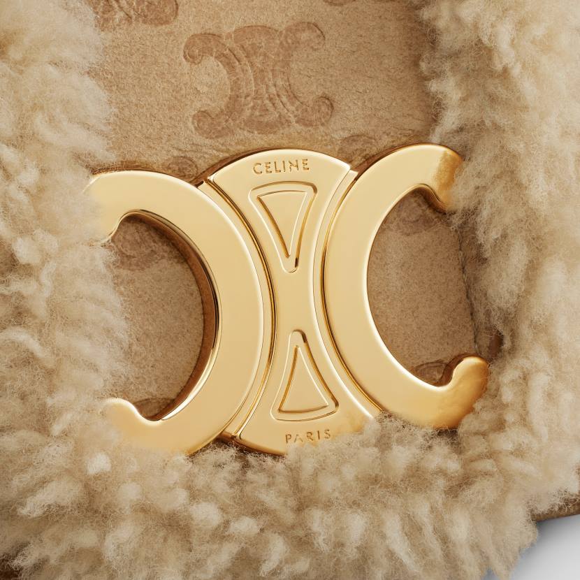 accesorios CELINE bolso victoire mediano de borreguillo con triomphe all over natural mujer NL4810