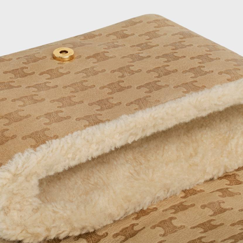 accesorios CELINE bolso victoire mediano de borreguillo con triomphe all over natural mujer NL4810