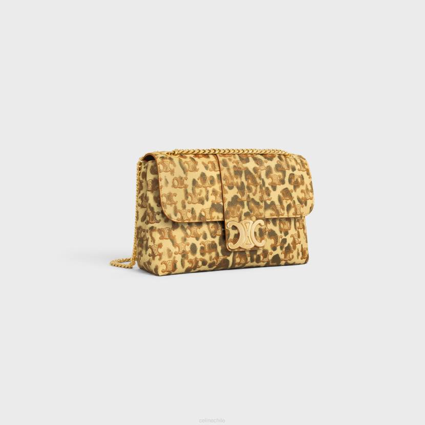 accesorios CELINE bolso victoire mediano de lona triomphe con estampado leopardo mujer NL488