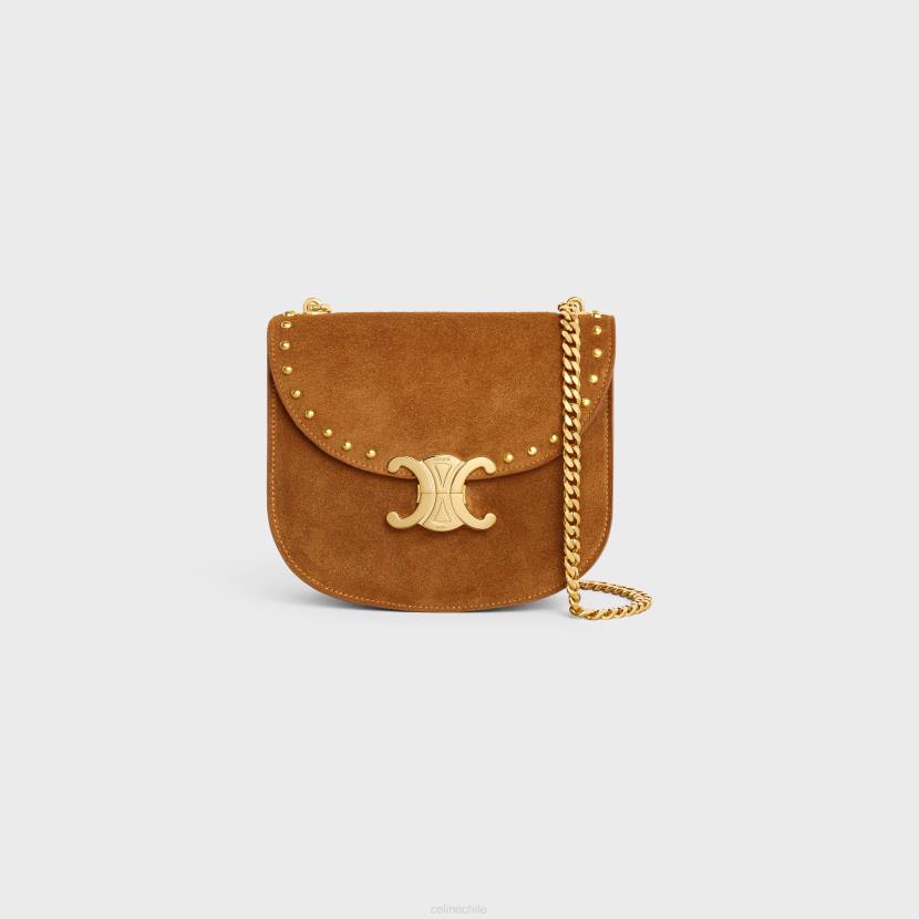 accesorios CELINE cadena besace clea de ante de becerro con tachuelas pacana mujer NL48169